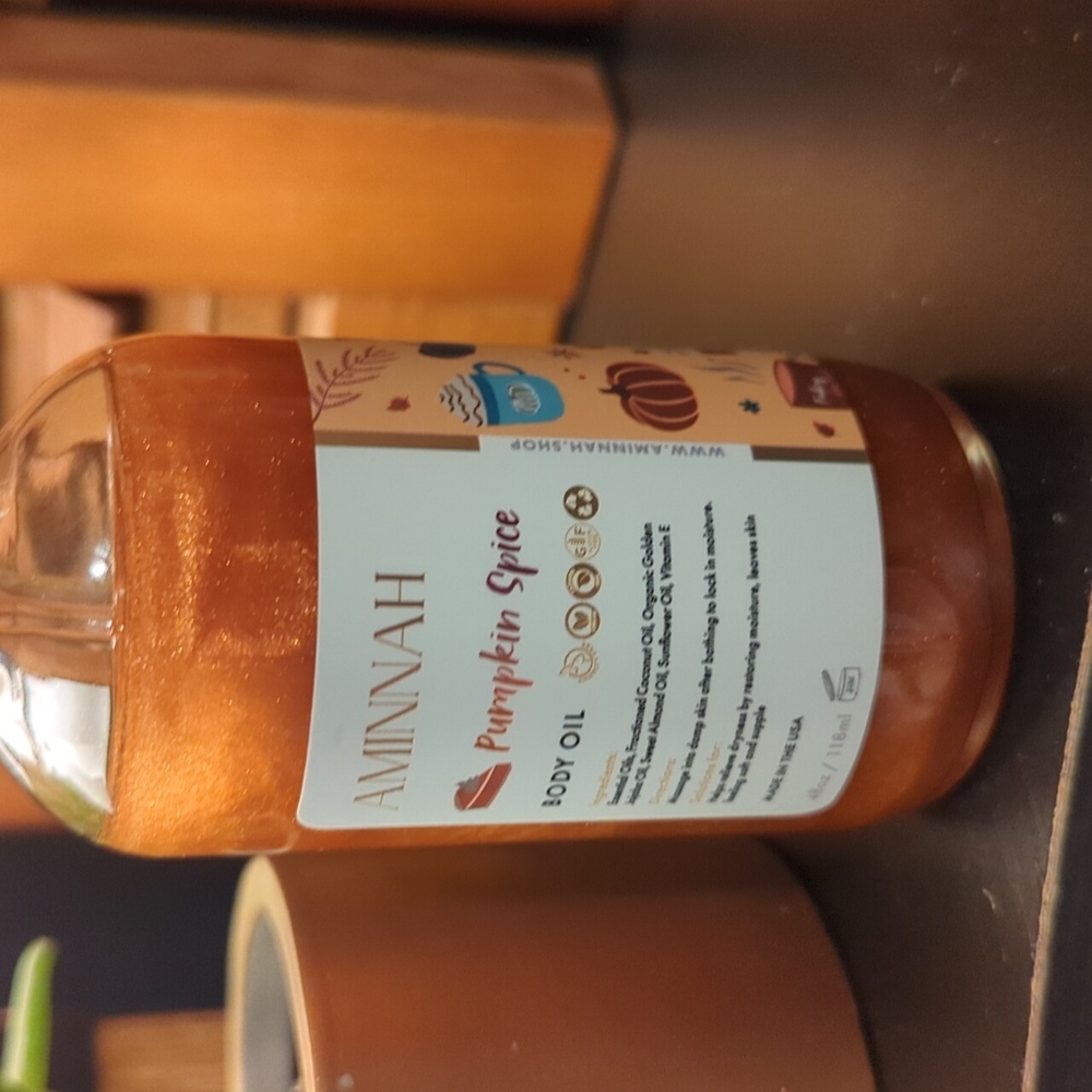 Aminnah Pumpkin Spice Body Oil Coconut Jojoba Almond Sunflower Vitamin E NEW - Picture 3 of 12